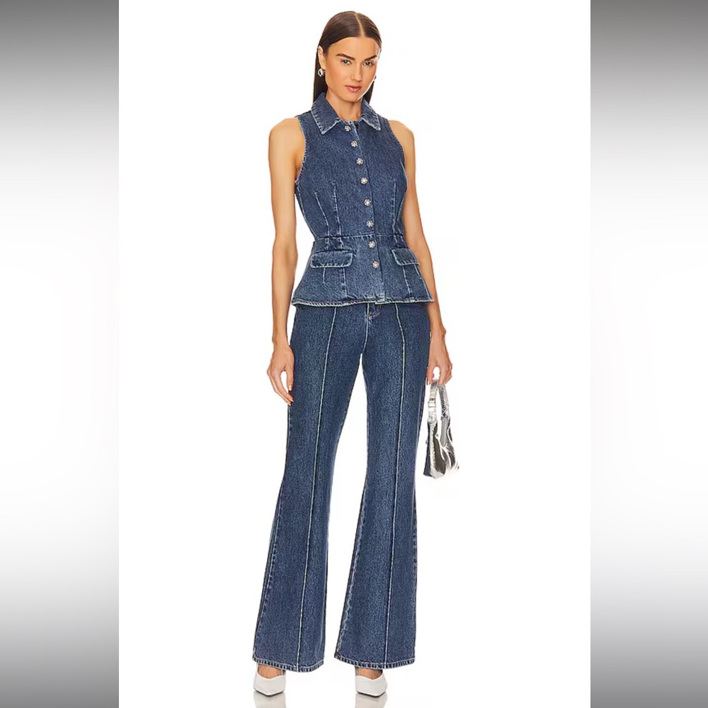 Self-Portrait Blue Denim Jumpsuit